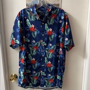 Tropical Navy Floral Button Down Shirt